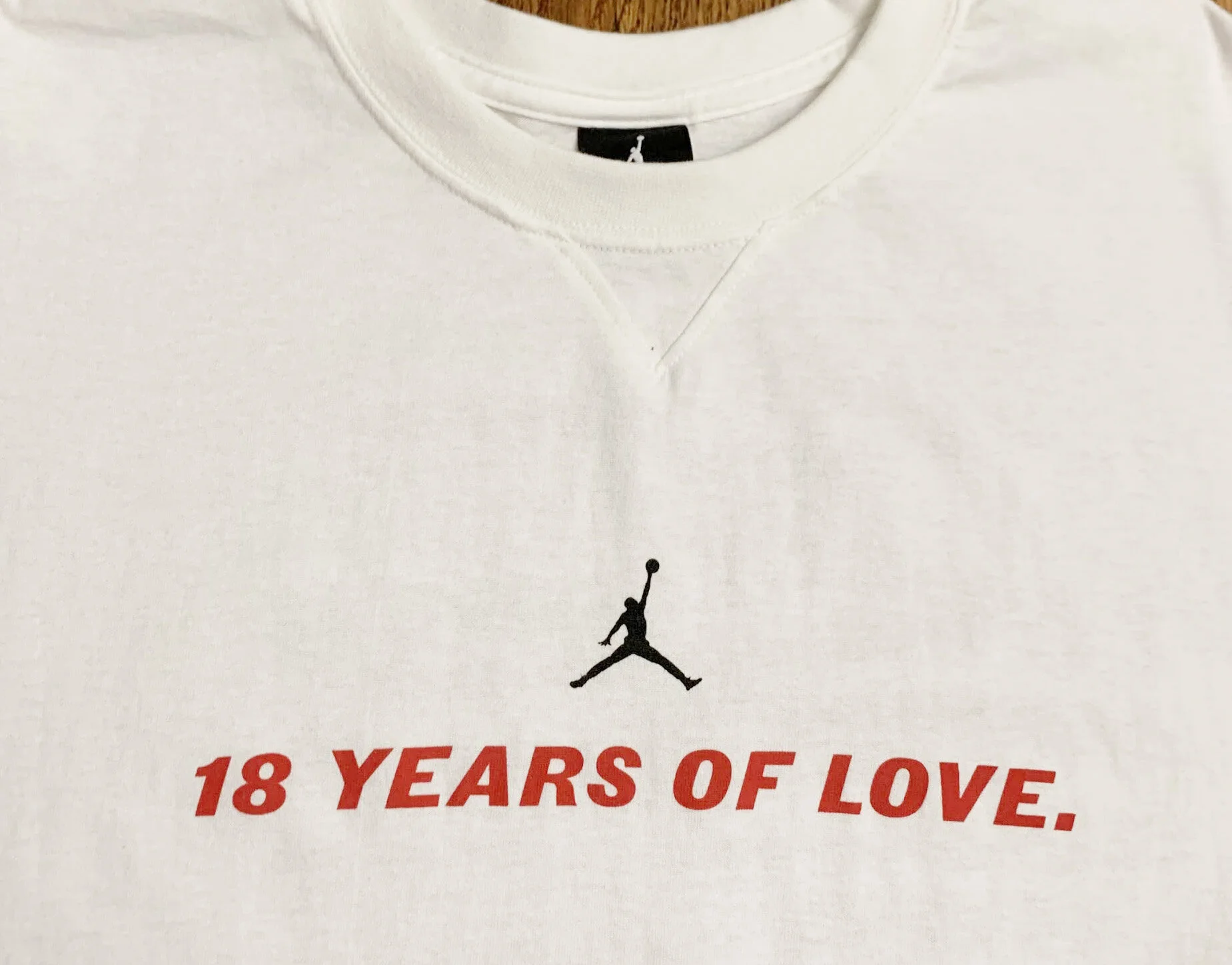 Air Jordan 18 Years Of Love White T Shirt (Size XXL) NWOT — RootsBK